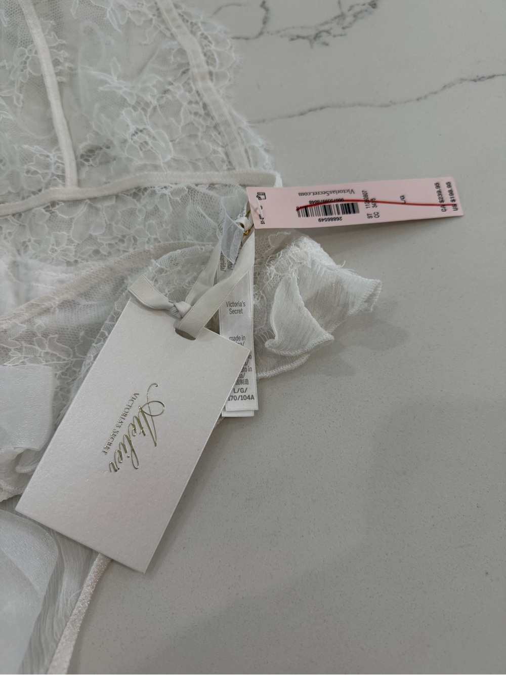 NWT Very Sexy Atelier Victoria's Secret Lace & silk Plunge Teddy white size L - Picture 8 of 11